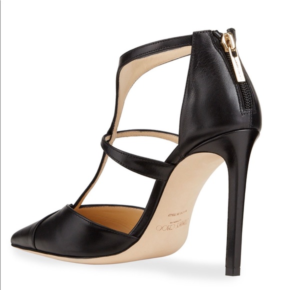 🌻HP🌻 Jimmy Choo 100mm Saoni T-Strap Zip Pump Black 9.5 - Picture 5 of 16